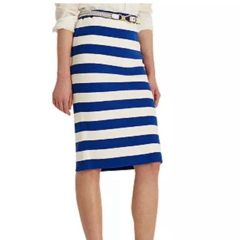 Ralph Lauren Blue and White Striped Pencil Skirt - Picture 2 of 5
